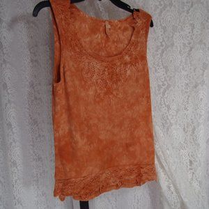 Me Ko  Knit Cotton Copper Tie Dyed Tank Top Size L NWOT